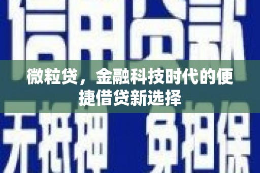封丘微粒贷，金融科技时代的便捷借贷新选择
